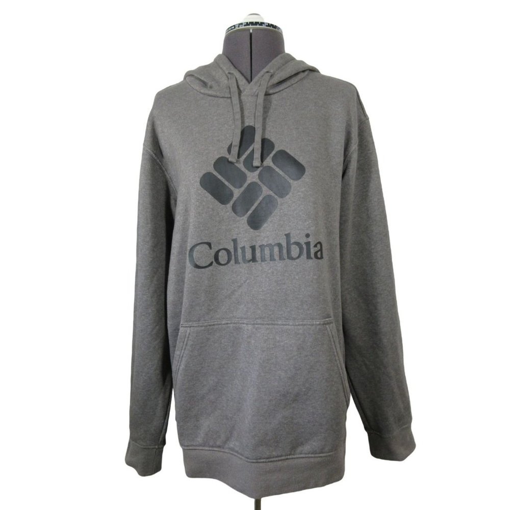 Columbia gray basic logo print long‎ sleeve hoodie sweatshirt